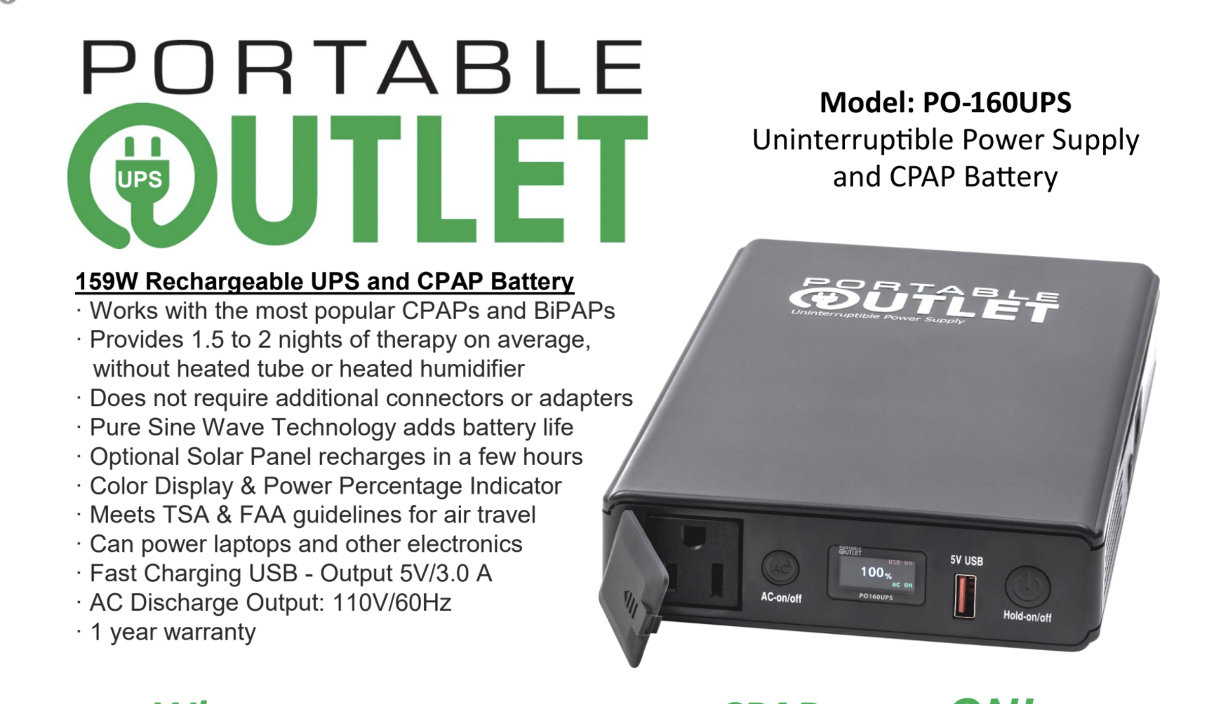 NEW Version Portable Outlet Rechargeable Battery For ALL CPAP & BiPAP Machines Other Electronics - CPAP Store USA